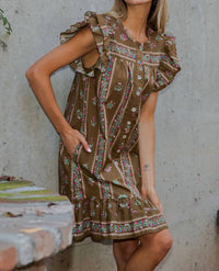 Ee:Some - Floral Button Down Dress
