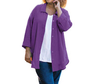 On The Plus Side - Cotton Collar Long Sleeve Kendall Shirt - Plus