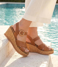 Sofft - Women's Dorathy Leather Raffia Wedge Sandals