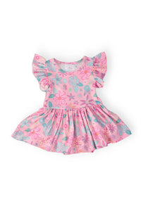 Mila & Rose - Kids Beachy Blooms Flutter Sleeve Twirl Bodysuit
