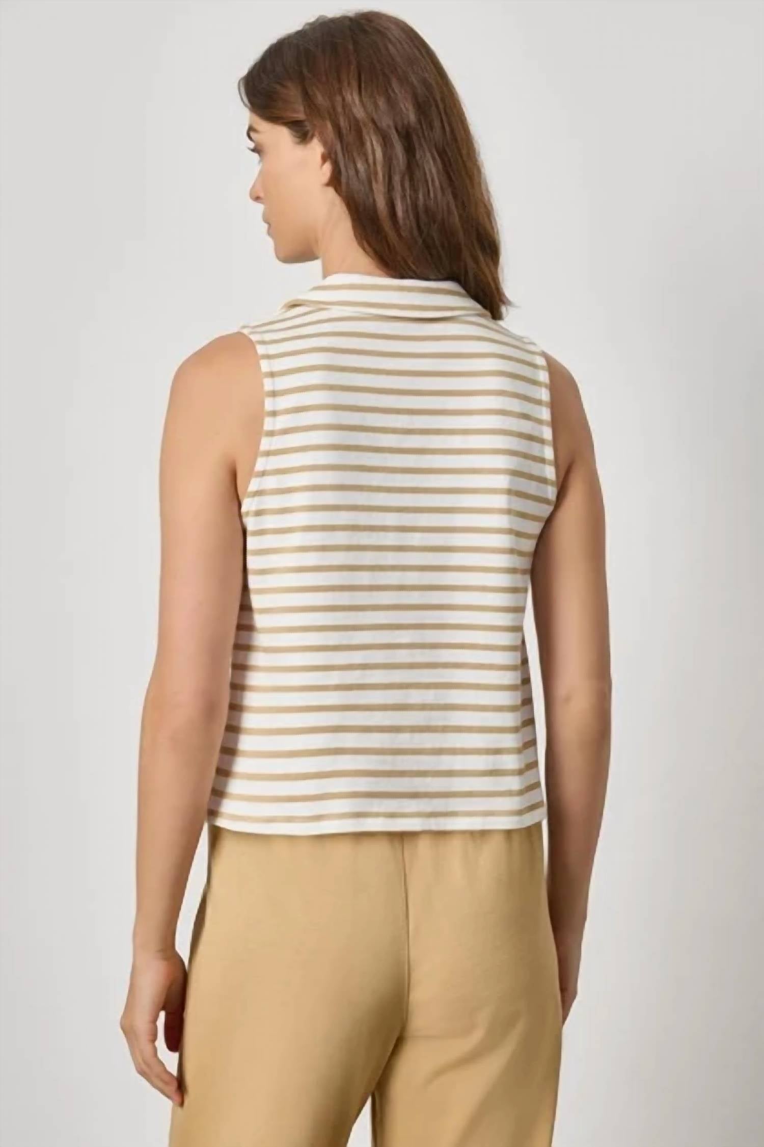 Lilla P - Sleeveless Collared Top