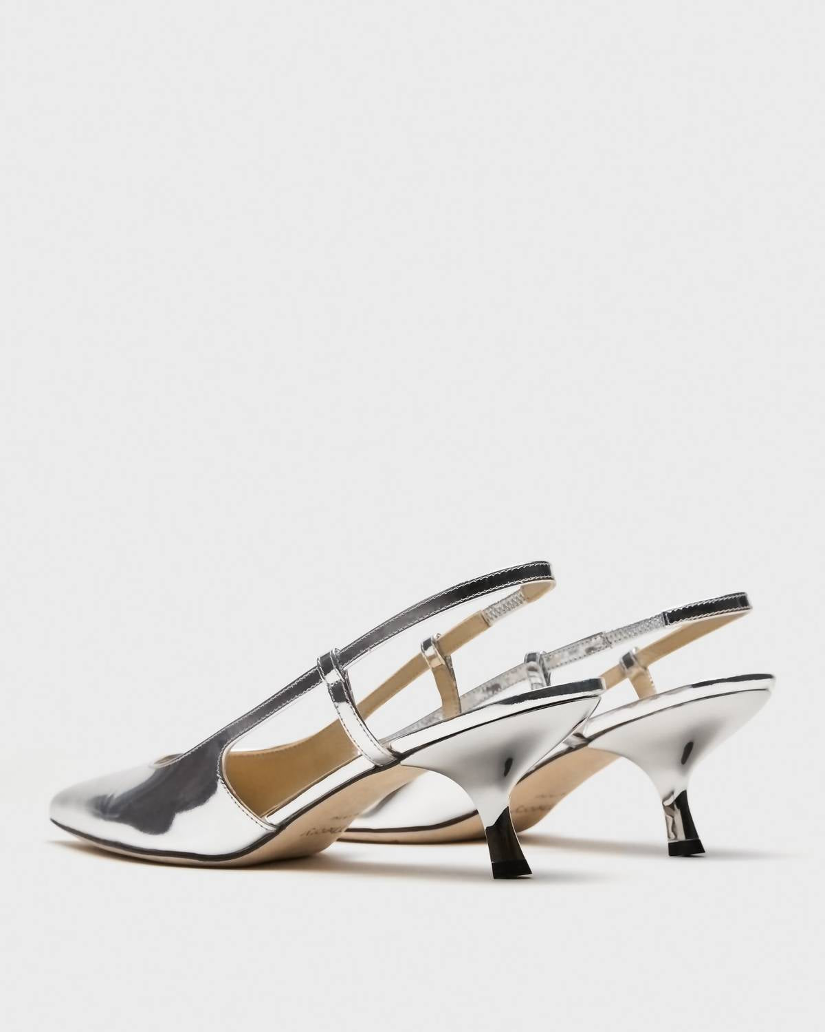 Theory - Women's Micro Slingback Metallic Pointed Toe Kitten Heel Pumps