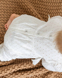 Viverano Organics - Kids' Organic Eyelet Baby Romper With Matching Headband
