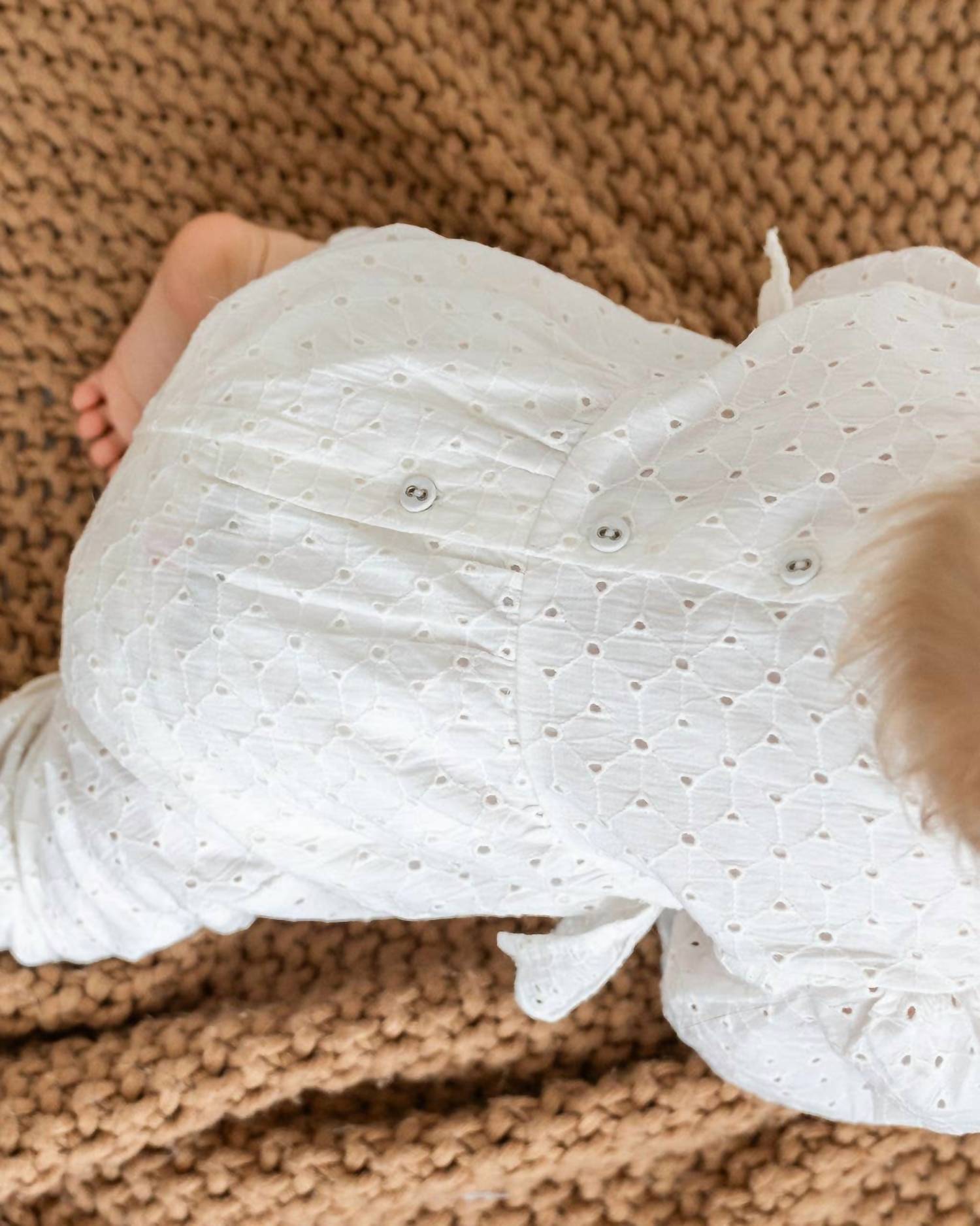 Viverano Organics - Kids' Organic Eyelet Baby Romper With Matching Headband