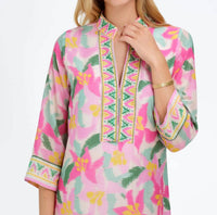 bella tu Elise Quarter Sleeve Caftan Dress in lily pink - women's dress - alternate view