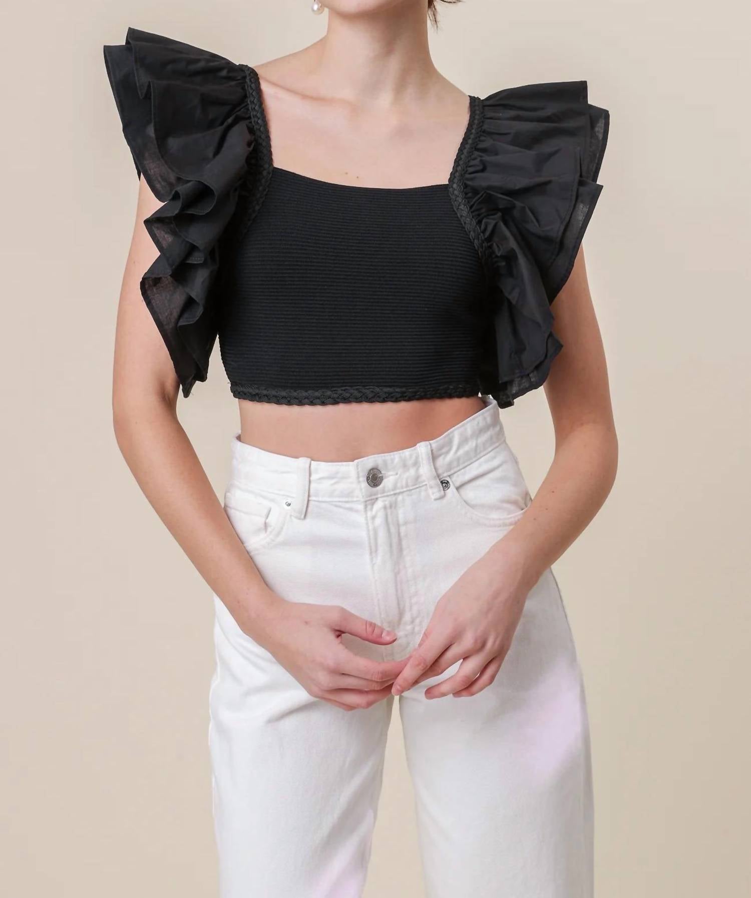Line And Dot - Mara Short Flutter Sleeves Top