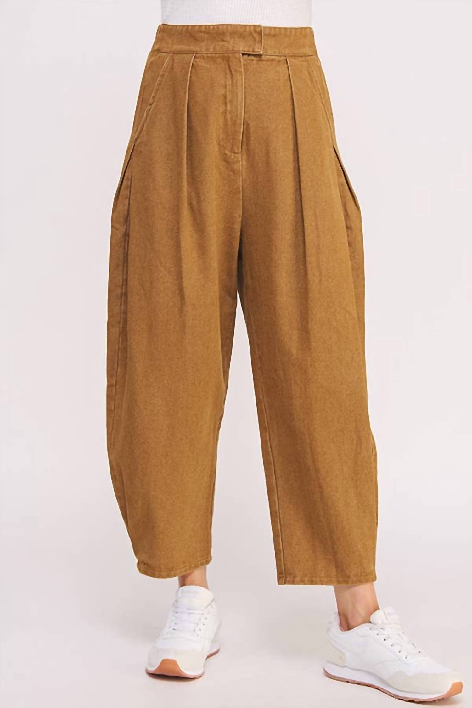 Jade By Jane - High Waisted Pleated Baggy Ankle Length Trousers