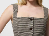 FRENCH CONNECTION Houndstooth Wool Sleeveless Top in brown multi - women's shirt - view 4