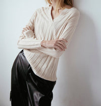 Amanda Maria - Cashmere Blend Ribbed V Sweater