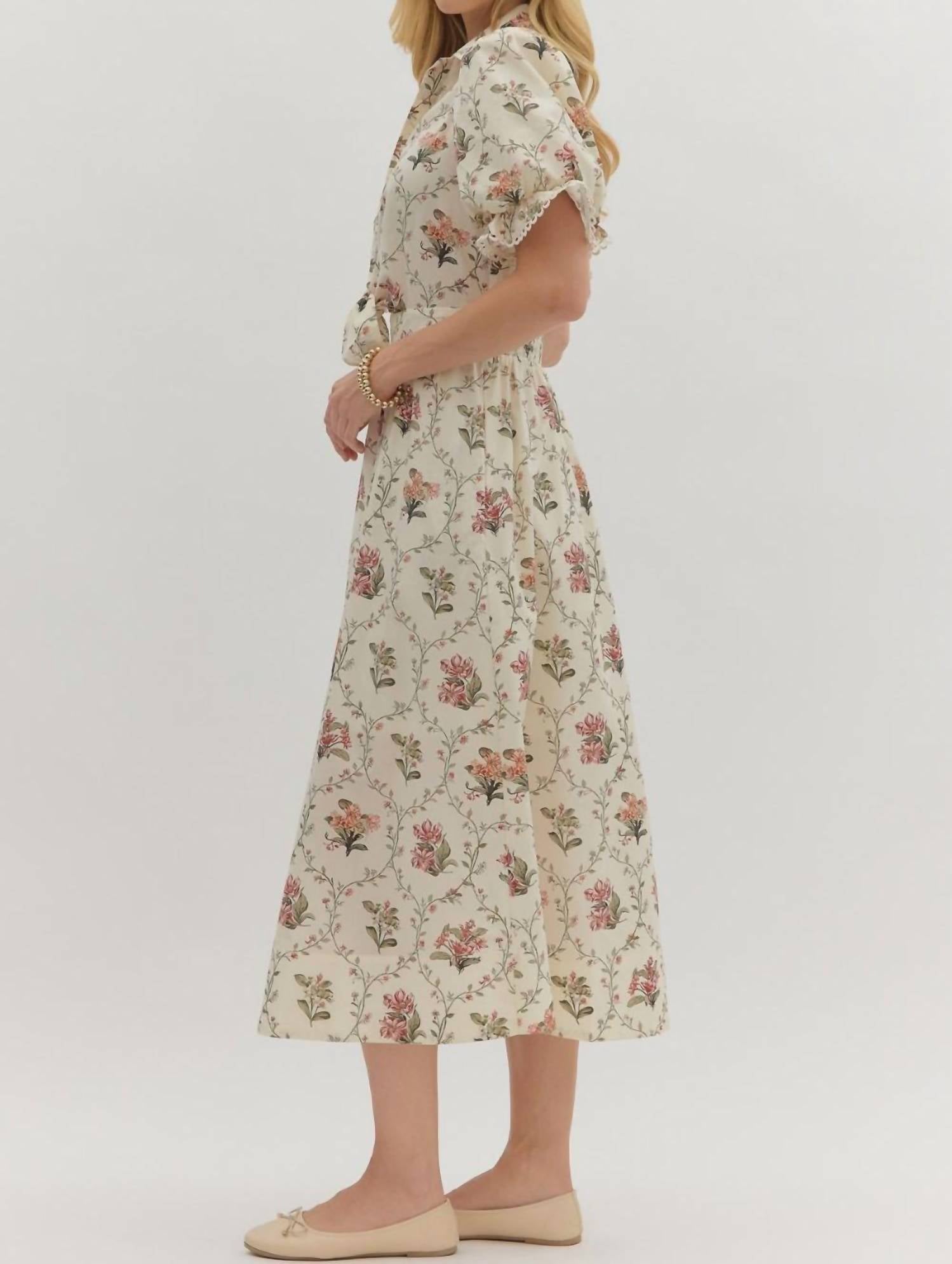 Entro - Sweet Floral Midi Dress