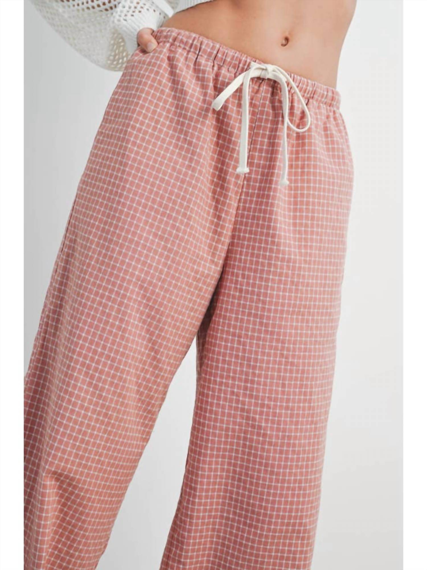 Buttermelon - Drawstring Checked Pants