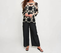 Elsie & Zoey - Blair Crochet Floral Open Knit Sweater