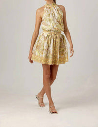 sundays Printed Lizette Mini Dress in vintage botanic - women's dress - detail view