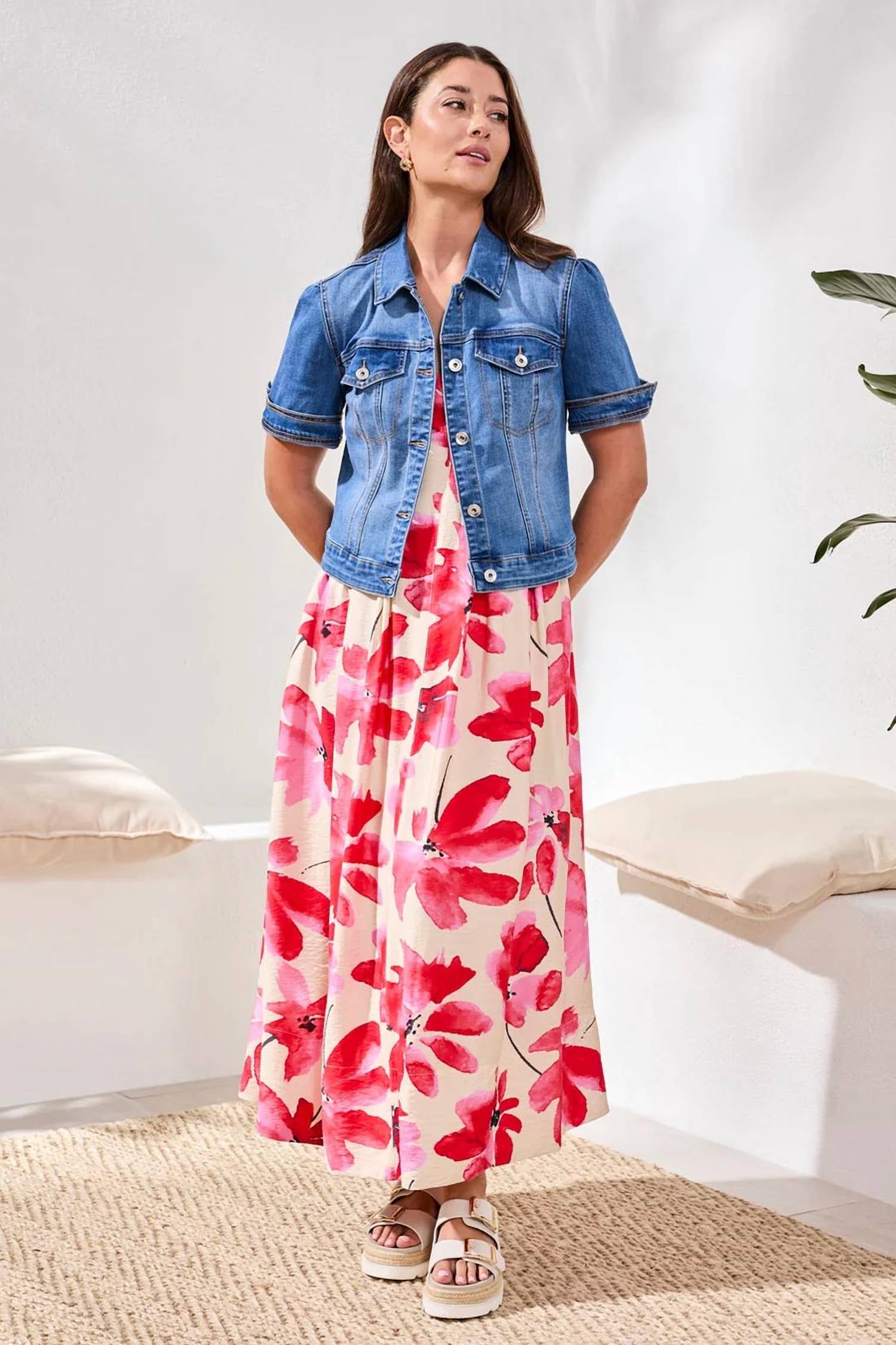 Tribal - Comfort Stretch Elbow-Sleeve Denim Jacket