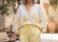 Made In Italy - Golden Bloom Sheer Top