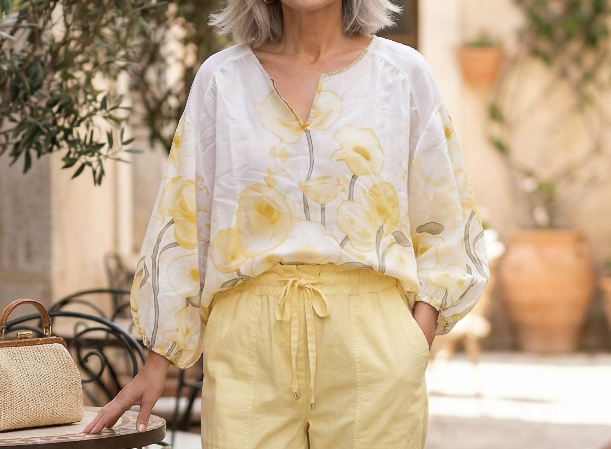 Made In Italy - Golden Bloom Sheer Top