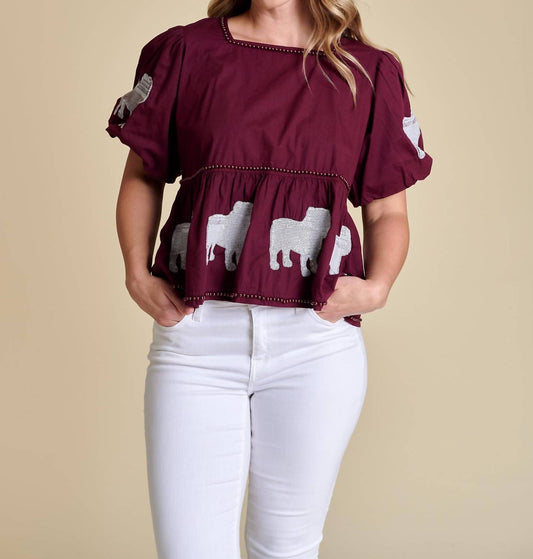 Stewart Simmons - The Puff Sleeve Peplum Top Miss State