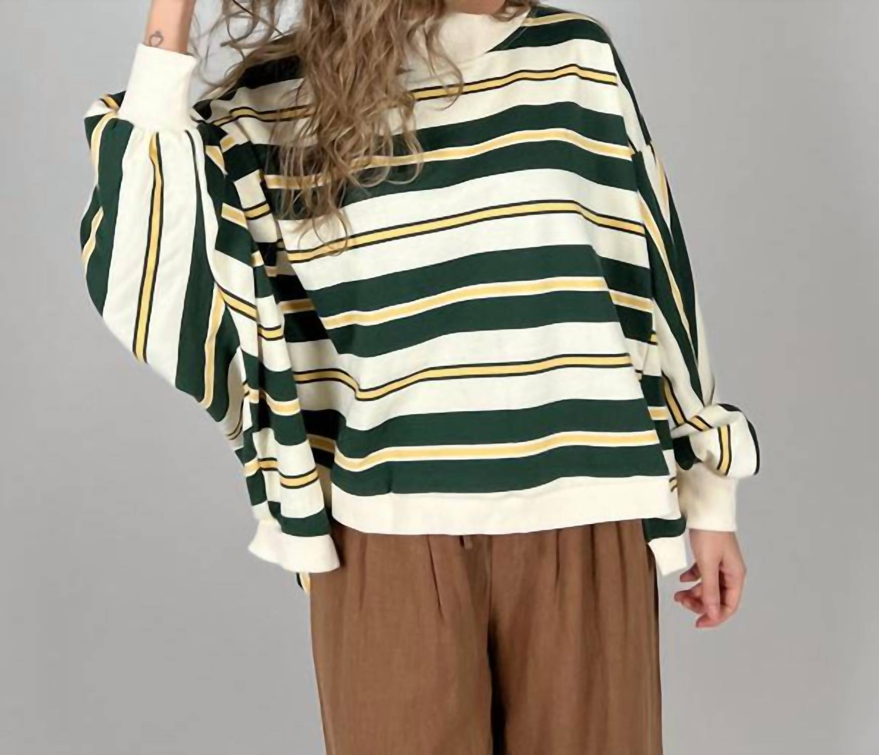 Bucketlist - Metro Striped Oversized Crewneck Top