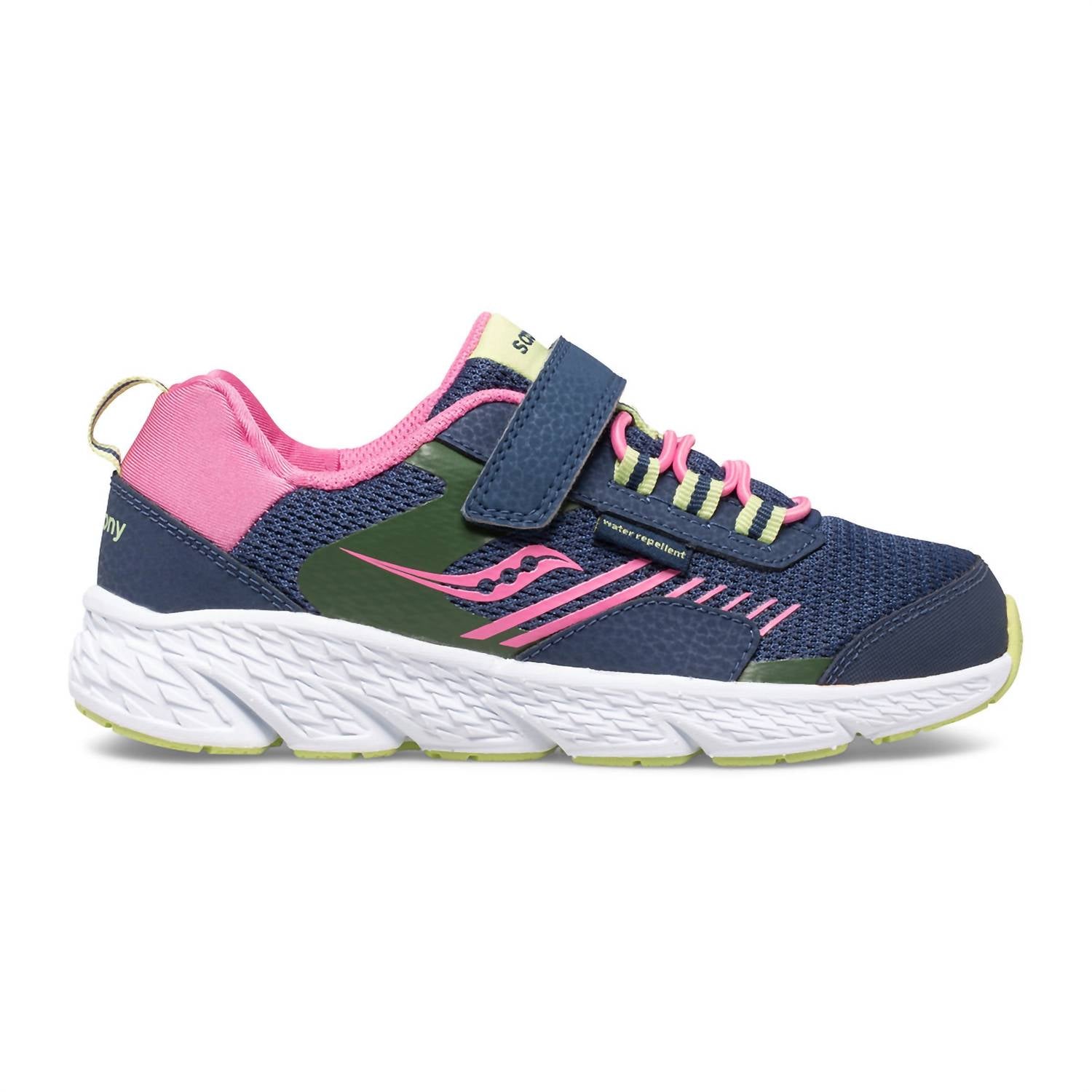 SAUCONY Kid's Wind Sneakers in shield a c navy pink - kids' sneaker - alternate view