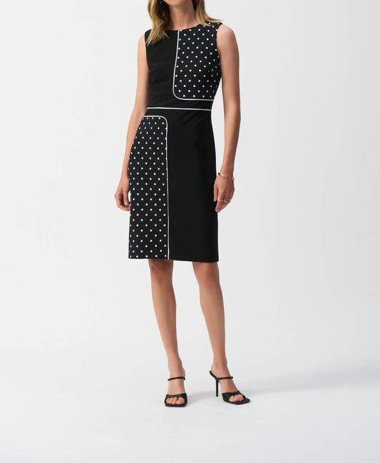 Joseph Ribkoff - Silky Knit Dot Print Sleeveless Sheath Dress