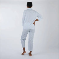 Lenora - Button-front Top And Capri Pants Pajama - Plus