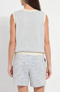 Lysse Claire Textured Mesh Sweater Vest in ecru azzuro - women's blouse - alternate view
