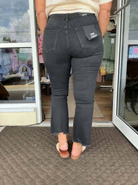 Mica Denim - High Rise Crop Flare Leg Jeans