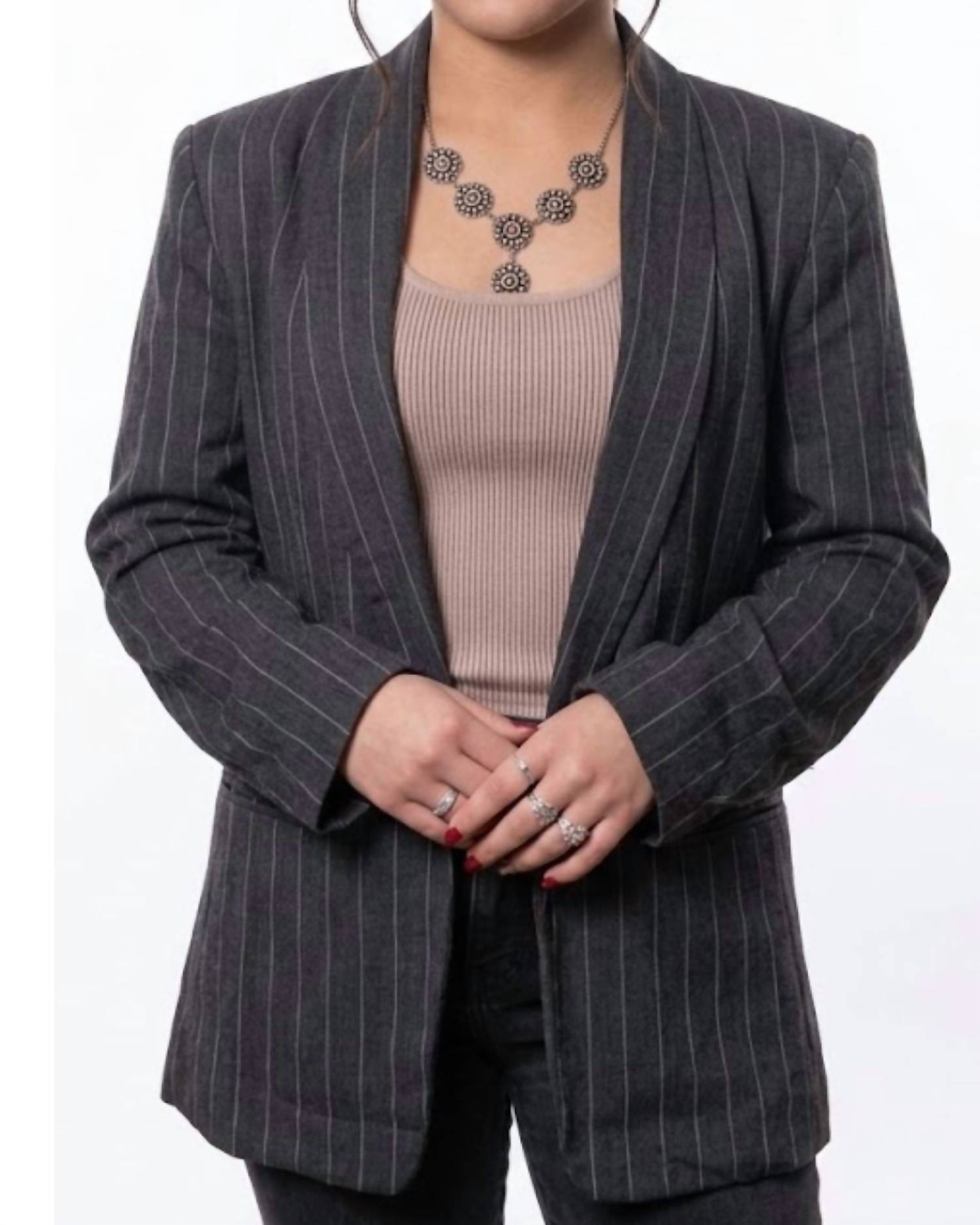 Ee:Some - Pinstripe Half Sleeve Blazer