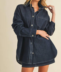 Klesis Cara Oversized Denim Shirt in dark blue - women's shirt