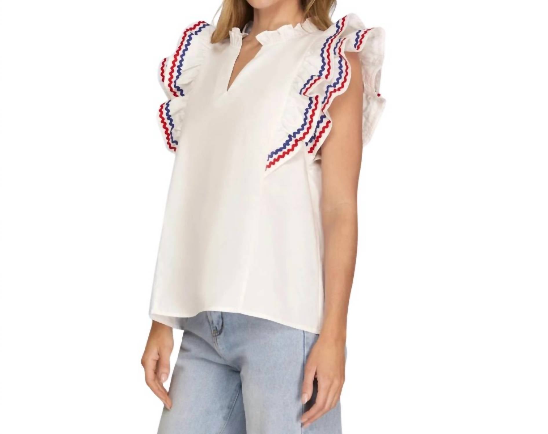 She + Sky - Liberty Flutter Sleeve Top