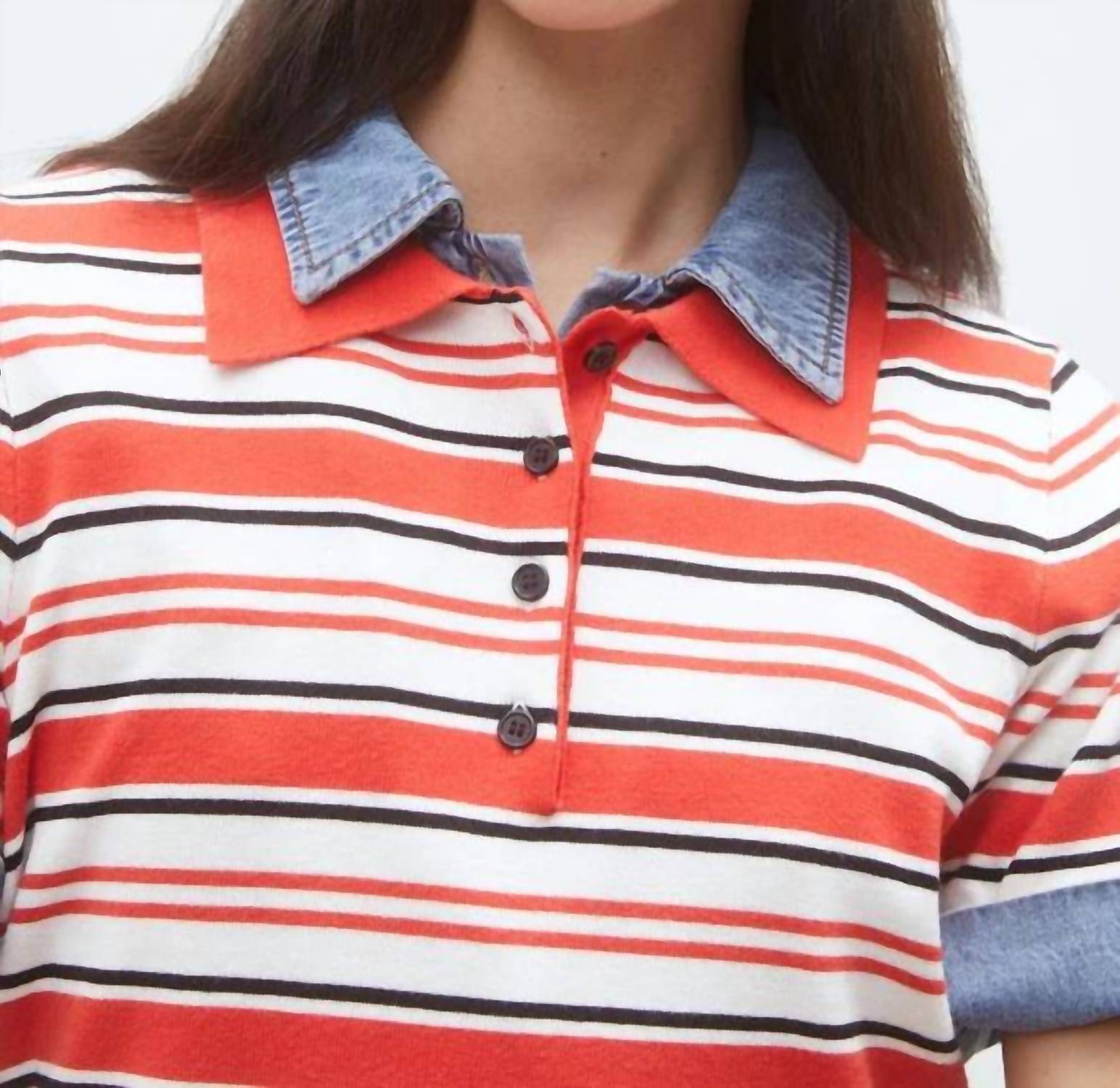 Suncoo - Paillis Knit Stripe Short Sleeve Polo