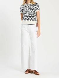 Tyler Boe Mimi Cotton Tulip Short Sleeve Sweater in beacon blue - women's sweater - view 4