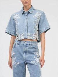 Simkhai - Albaine Embroidered Denim Shirt