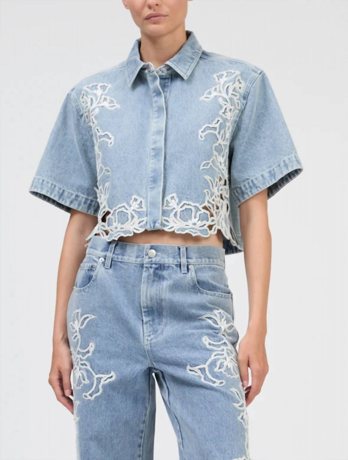 Simkhai - Albaine Embroidered Denim Shirt