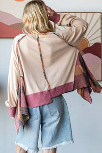 Oli & Hali - Peace Sweatshirt with Flannel Trim