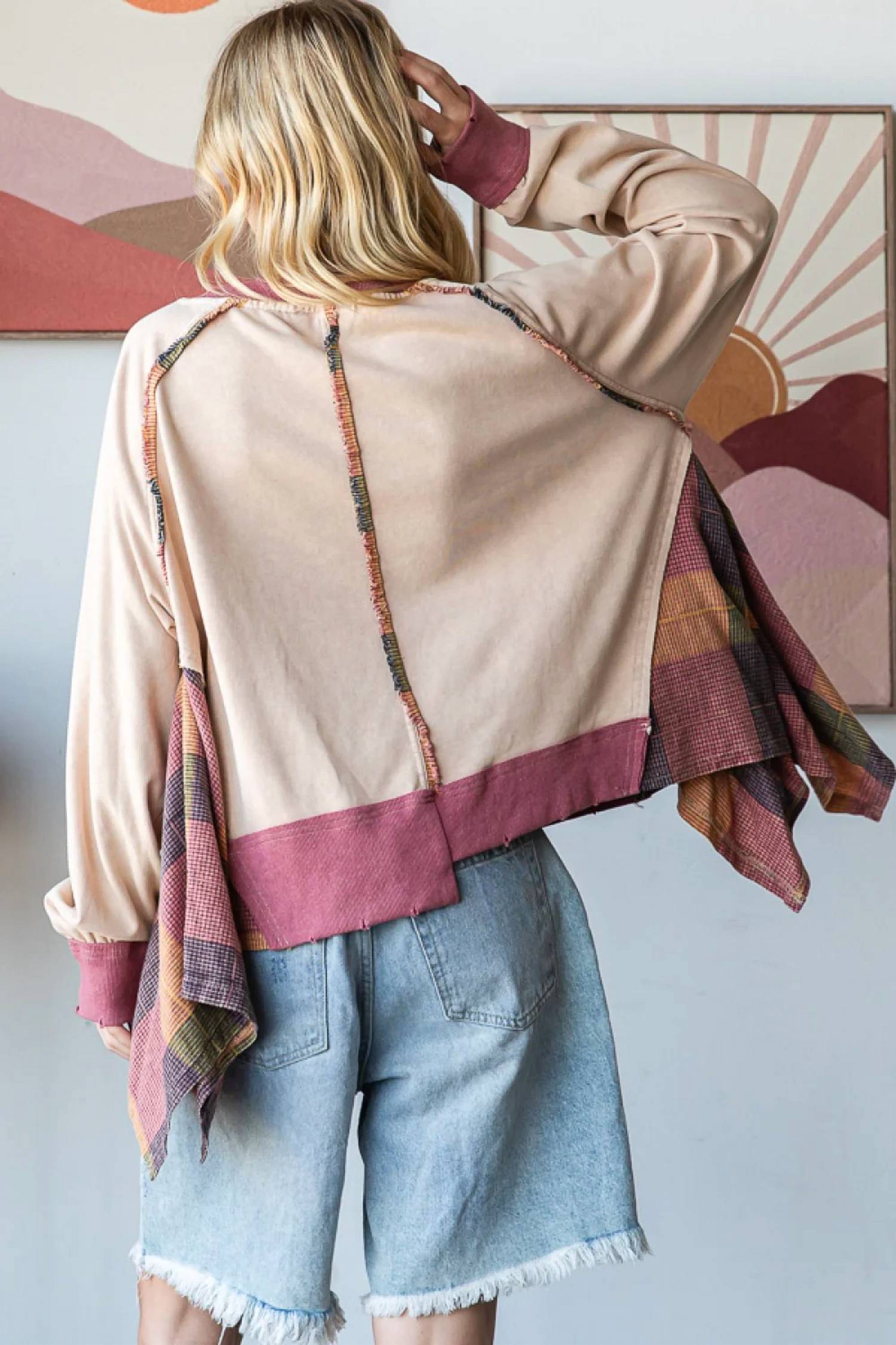 Oli & Hali - Peace Sweatshirt with Flannel Trim