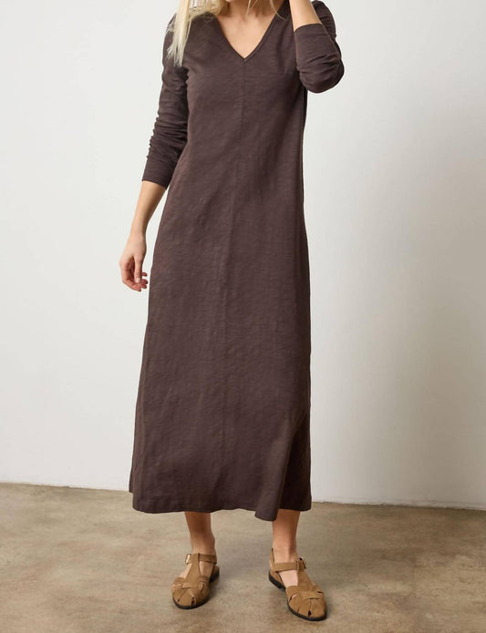 Lilla P - Loose Knit Slub V-neck Maxi Dress