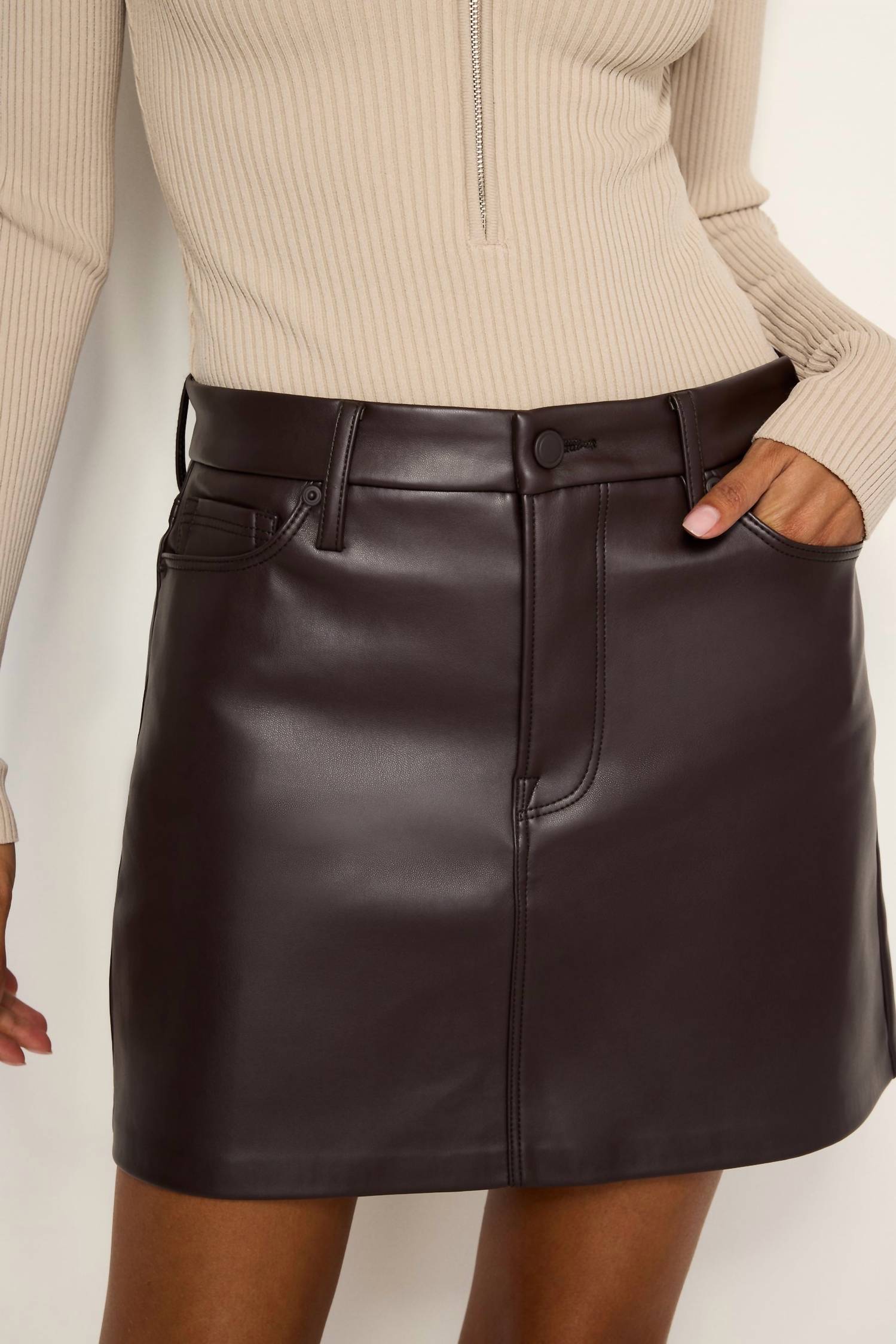 Good American - Vegan Leather Skirt