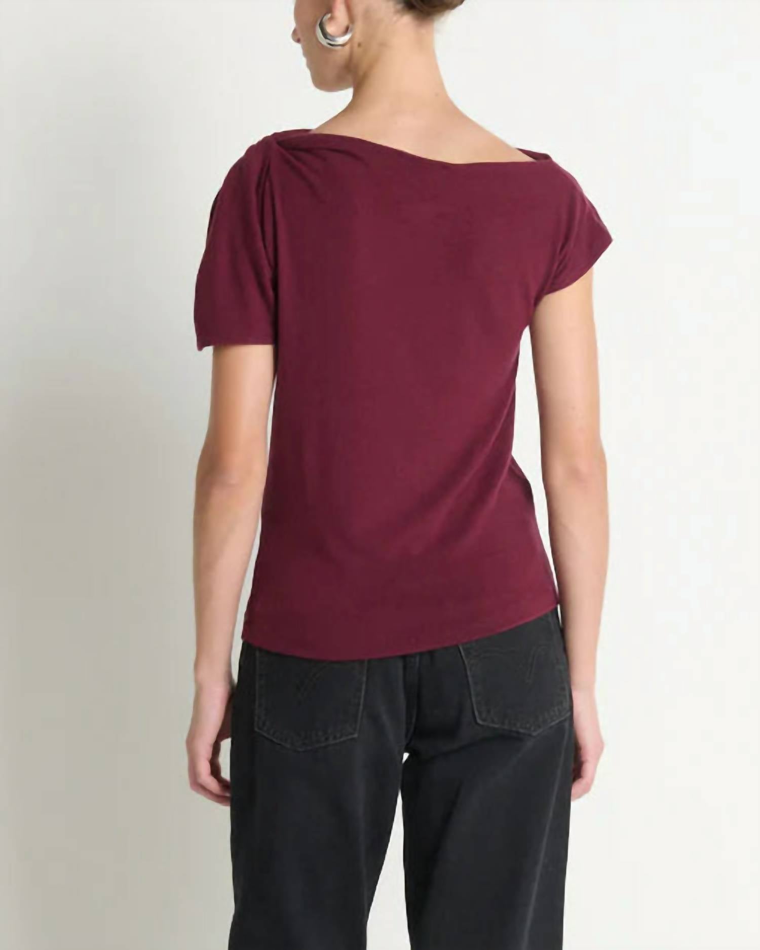 Nation LTD Rosie Knot Top in port 2 - women's t-shirt - detail view