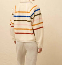 Faherty Fireside Popover Sweatshirt in dream fleece stripe - women's top - detail view
