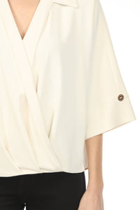 Joseph Ribkoff - Surplice Blouson 3/4 Sleeve Top