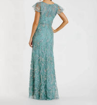 Mac Duggal - V Neck Flutter Sleeve Embroidered Lace Gown
