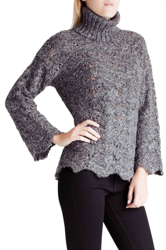 Kensie - Twisted Fuzzy Yarn Long Sleeve Turtleneck Sweater