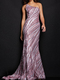 JOVANI Mermaid Dress in pink silver - women's dress