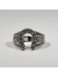 FAIRE Horseshoe Rhodium Plated Ring in silver - women's jewelry
