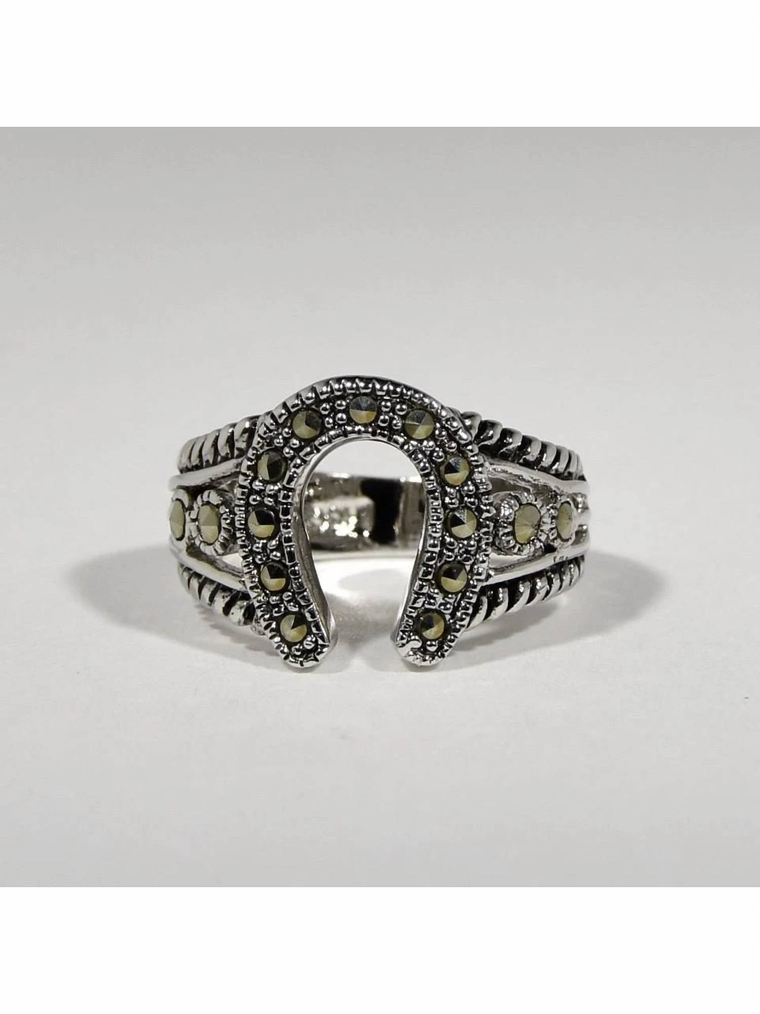 FAIRE Horseshoe Rhodium Plated Ring in silver - women's jewelry