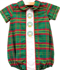 Charming Little One Girl's Berry Wreath Holiday Romper in green multi - kids' item