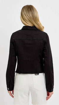 Risen - Irregular Frayed Hem Denim Jacket