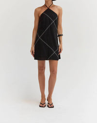 Crescent - Lena Contrast Stitch Halter Mini Dress