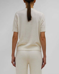 arch4 Cashmere Logan Crew Sweater in ivory - women's t-shirt - detail view